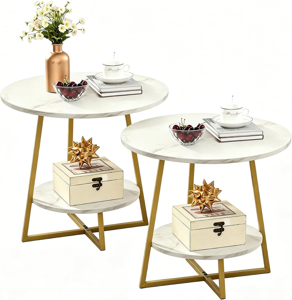 D&H FURNIMMT 20" Living Room Side Table Set of 2 for Small Spaces, 2...