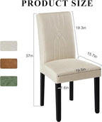 VECELO Upholstered Dining Chairs Set of 6, Modern Fabric and Solid Wood Legs & High Back for Kitchen/Living Room- Beige