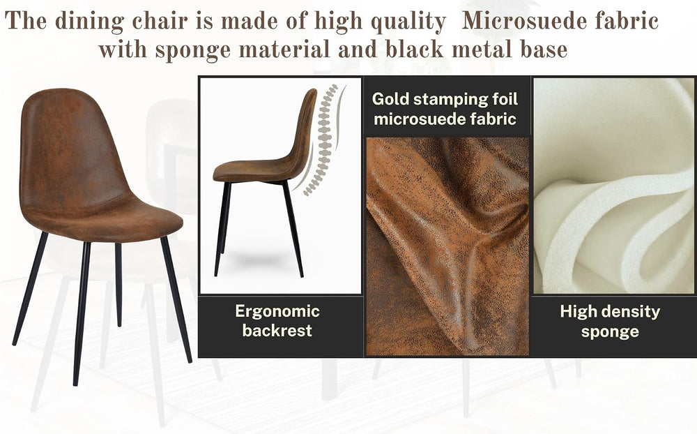 FurnitureR Modern Mid Century Leathaire Upholstered Kitchen Dining Chair, Arm...