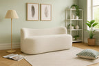 Meridian Furniture 119Cream Flair Collection Modern | Contemporary Boucle Fabric Upholstered Bench with Curved Back Design, Cream, 62" W x 23" D x 24" H