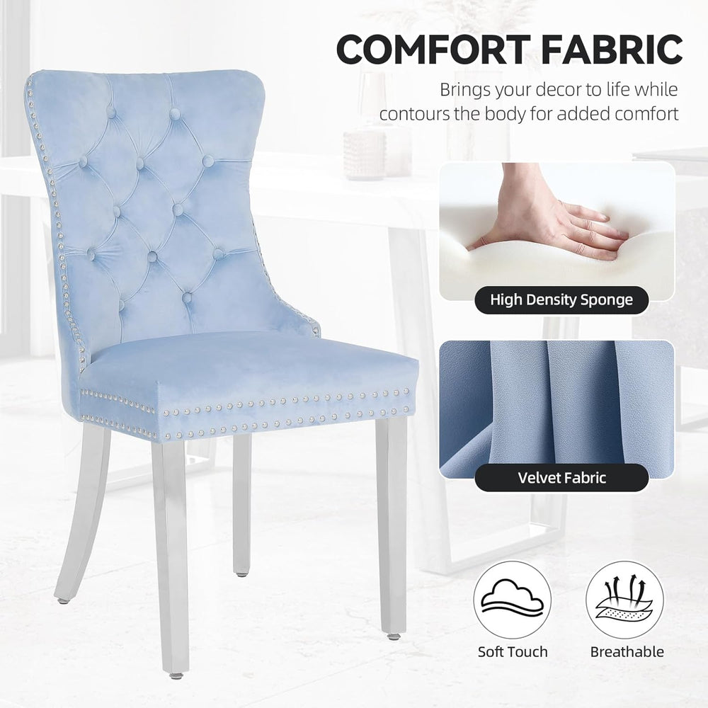 Velvet Dining Chairs Set of 4,Upholstered Dining Room Chairs with Stainless S...