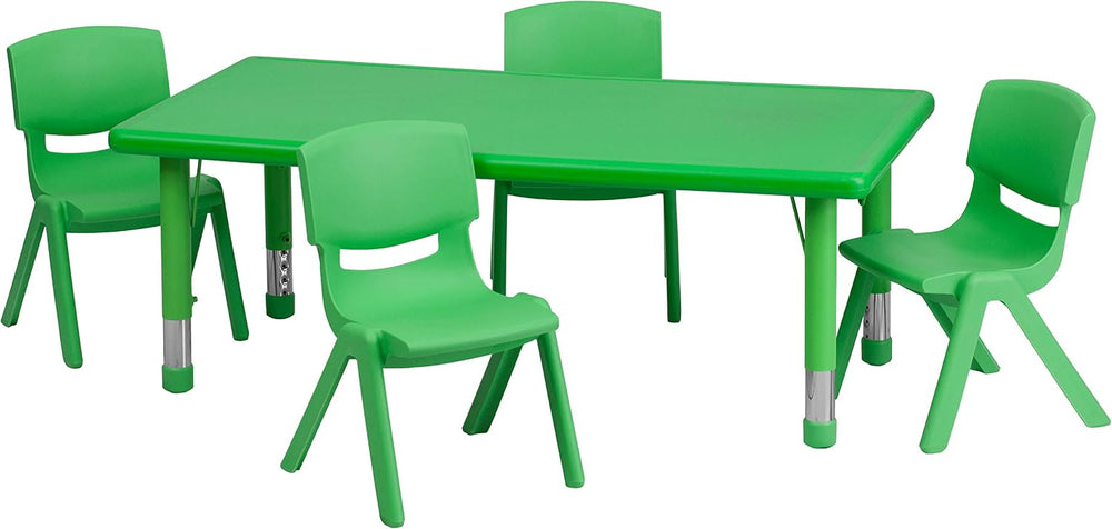 Flash Furniture Emmy 24''W x 48''L Rectangular Green Plastic ...