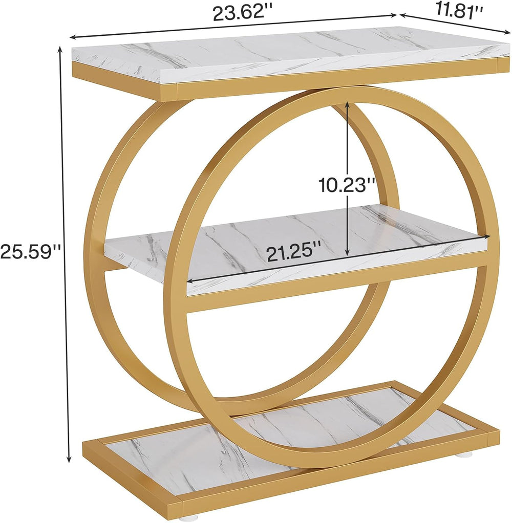 Tribesigns End Table with Storage Shelves Pack of 2, 3-Tier Wooden Industrial...