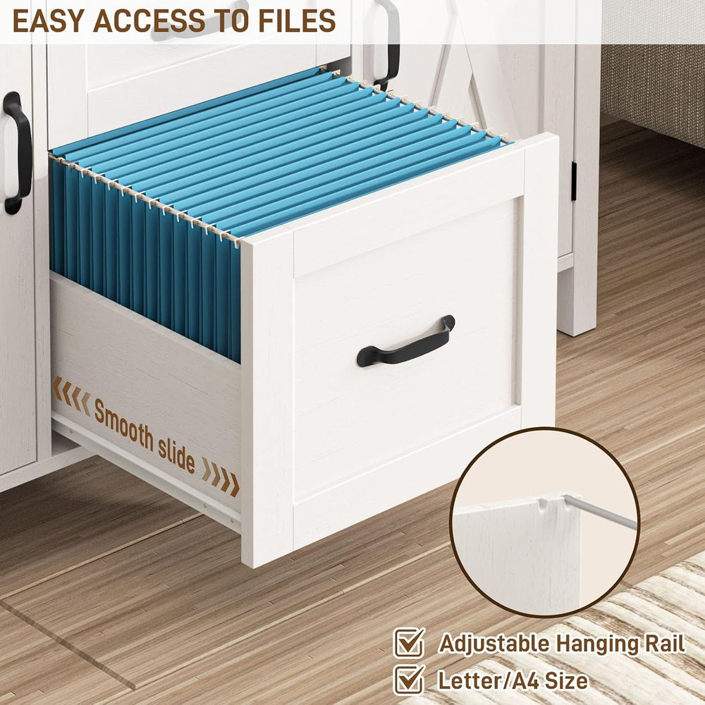 Vabches File Cabinet with 3 Drawers Fits Files Letter/A4 Size, Rustic White |...