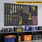 PBHEPJ 6 Pcs Metal Pegboard Panels, Heavy Duty Peg Boards for Garage and Garden Tool Storage, Includes Drywall Anchors and Screws Kits, Black