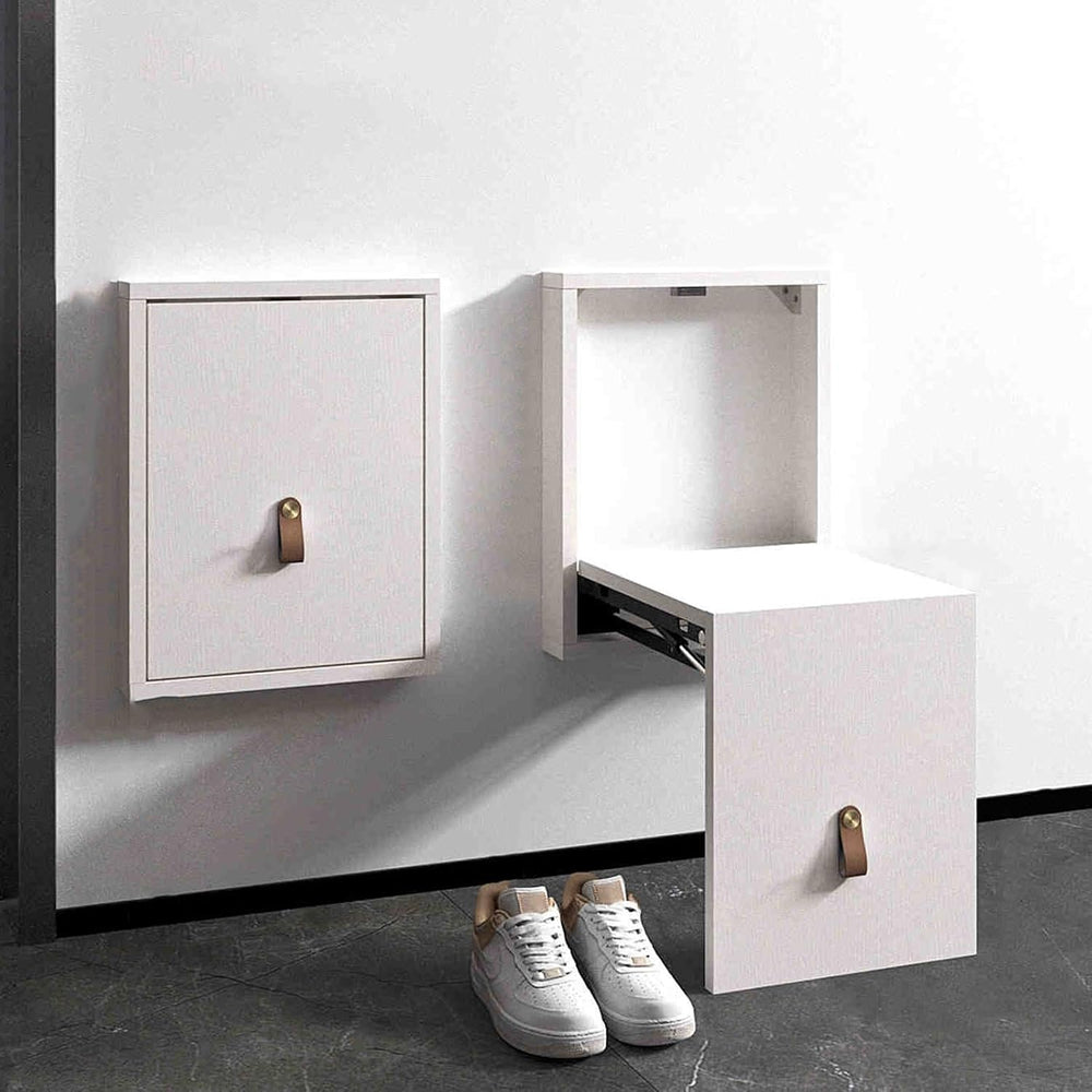 Hidden Shoe Bench, Shoe Bench Rack for Entryway, Folding Chair Wall-Mounted I...