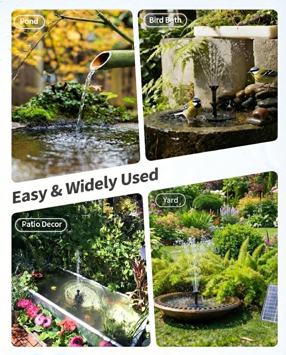 POPOSOAP 6.5W Solar Pond Filter with Battery Backup Fountain Pump