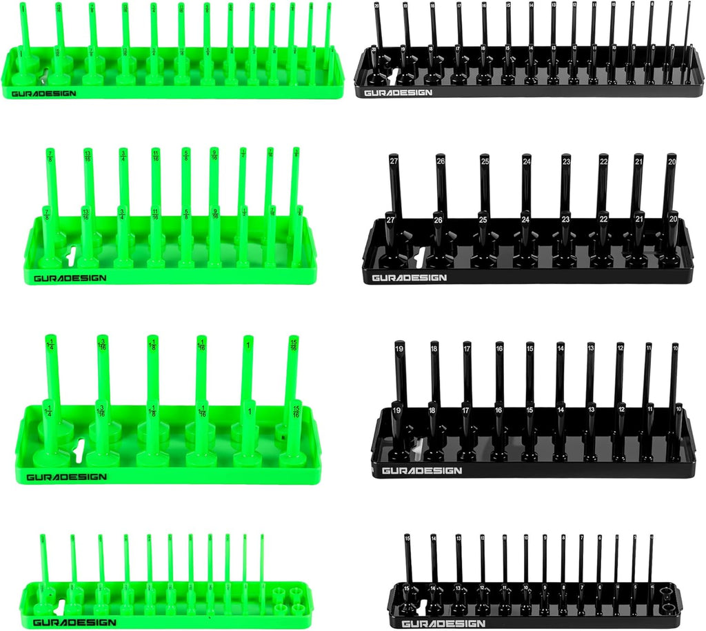8PCS Socket Organizer Set, Socket Holder, 1/4", 3/8", 1/2" Metric & SAE Socket Tools Trays.