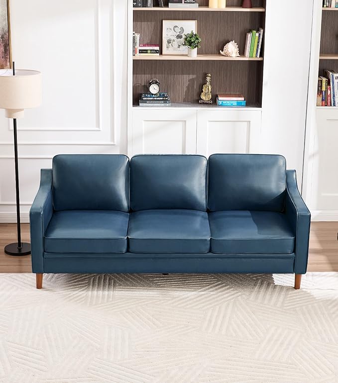 Kingfun Living Room Furniture Sets, 3 Seater Couch and Loveseat, Mid Century Modern Sofa Set, Chenille Couch with Solid Wood Frame for Living Room & Bedroom, Blue