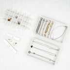 ProCase Stackable Jewelry Organizer Trays for Drawers, Jewelry Drawer Inserts Container Display Case Storage for Earring Necklace Rings Bracelet with Removable Dividers -Warmwhite, 4 Layers