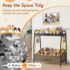 Lomivra Large Dog Toy Basket (23.6"x11.2"x9.7"), Dogs Toy Bin with Storage Organizer, Trapezoid Toy Box for Dog Stuff Accessories, Pet Toy Storage Holder Chest for Cat Dogs Essential Supplies（Brown）
