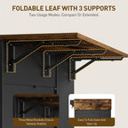 RALGEND Kitchen Island with Power Outlet & Drop Leaf, Kitchen Rolling Island with Rotating Organizer, Kitchen Island Cart with Storage Cabinet, Mobile Island Table for Kitchen, Black and Rustic Brown