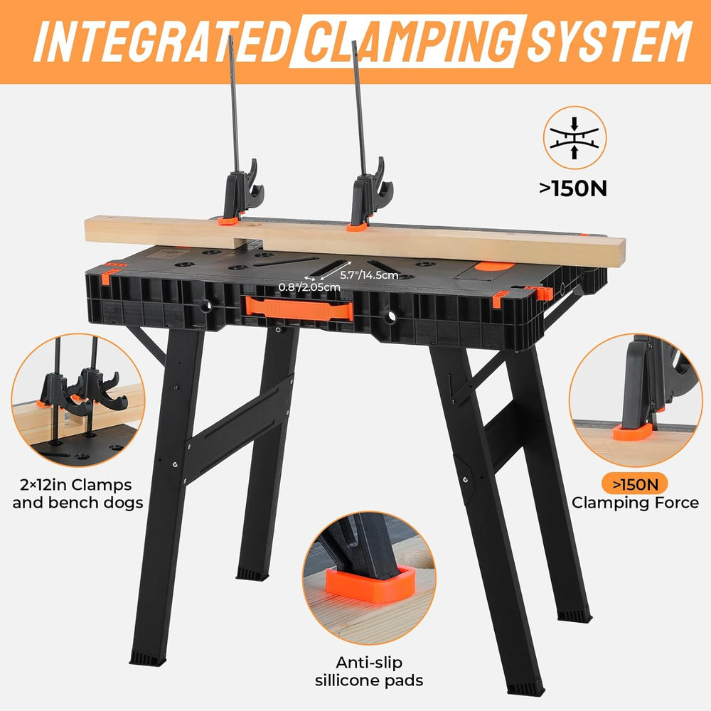 TLGREEN Folding Work Table,Express Portable Workbench, 34" W x 22" ...