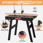 TLGREEN Folding Work Table,2 Pack,Express Portable Workbench Set of 2, Lightweight Workbench with Clamps Dogs, Clamps,Power Strip,for Garage,Table Saw,Home,Workshop,330lbs Load Capacity