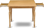 East West Furniture MZAN5-OAK-W 5 Piece Modern Dining Table Set Includes a Rectangle Wooden Table with Dropleaf and 4 Dining Room Chairs, 36x54 Inch, Oak