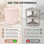 Countertop Corner Storage Cabinet, 360 Degree Rotating Dust Proof PP Storage Rack with Wall Mountable Design, for Bathroom Kitchen Cosmetic Organizer