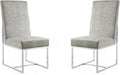 Manhattan Comfort Element Modern Velvet Dining Chairs, High Density Foam, Chrome Finish Stainless Steel Frame, High-Back, Fully Assembled Industrial Chic Accent Furniture, Set of 2, Steel