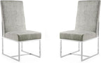 Manhattan Comfort Element Modern Velvet Dining Chairs, High Density Foam, Chrome Finish Stainless Steel Frame, High-Back, Fully Assembled Industrial Chic Accent Furniture, Set of 1, Steel