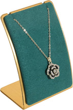 GemeShou Green Necklace display stand, Velvet Jewelry necklace display holder for selling, small metal earring neck storage organizer, online jewelry photography props【Green】