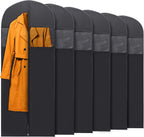 PLX 60" Black Garment Bags for Hanging Clothes, Women Dress Bag Men Suit Bag for Travel and Clothing Storage of Shirts, Fur Coats, Dance Costumes Suit Cover Closet Storage Long Garment Bags w/Zipper