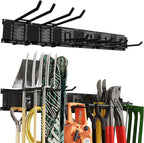 32 Inches Garage Organization,Wall Mount Garden Tool Organizer, 440lbs Adjustable Heavy Duty Metal Hanging Hooks, Garden Tool Hangers Storage Rack for Garage, Yard, and Shed (2 Racks, 6 Hooks)