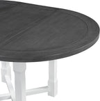 Merax 5-Piece Extendable Dining Table and 4 Upholstered Chairs, Round Oval Dining Table Set for 4, Wood MDF Kitchen Table Set with Removable Leaf for Dining Room, 42" to 58" (Grey+White)