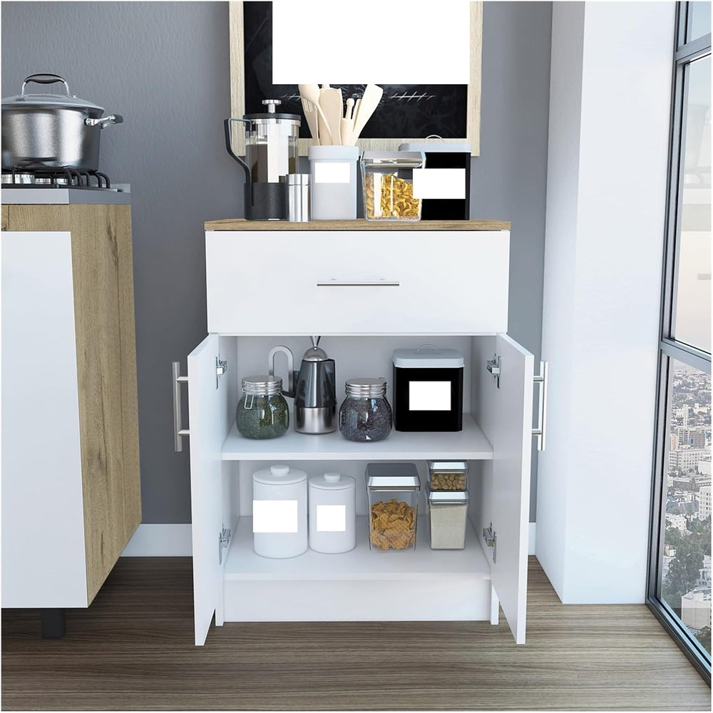Pantry Cabinet, One Drawer, One Double Door Cabinet with Two Shelves,for Kitchen