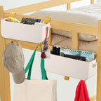 yarlung 2 Pack Bedside Organizer Hanging Caddy, Bunk Bed Shelf Plastic Storage Basket with Hooks for Dorm, Bathroom Handrail, Remote Holder, Bottles, Office Supplies