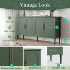 RoyalCraft Modern Buffet Sideboard Set of 2, 58'' Mid Century Modern Console Table, Media Credenza Cabinet with 4 Doors, Accent Cabinet for Entryway, Living Room, Forest Green