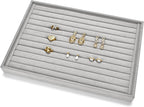 Papte Microfiber Jewelry TrayRing Earring Display Tray Jewelry Drawer Organizer Ring Earring Holder Storage(Grey)