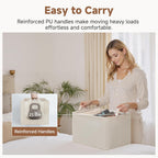 StorageWorks Storage Bins, Shelves Baskets for Organizing, Large Fabric Closet Organizers with Handles, Metal Frame, Beige（Cotton-linen）, 2-Pack