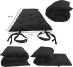 D&D Futon Furniture Full Size Black Traditional Japanese Floor Futon Mattresses 80 x 54 x 3, Foldable Cotton Cushion Mats, Yoga, Meditation