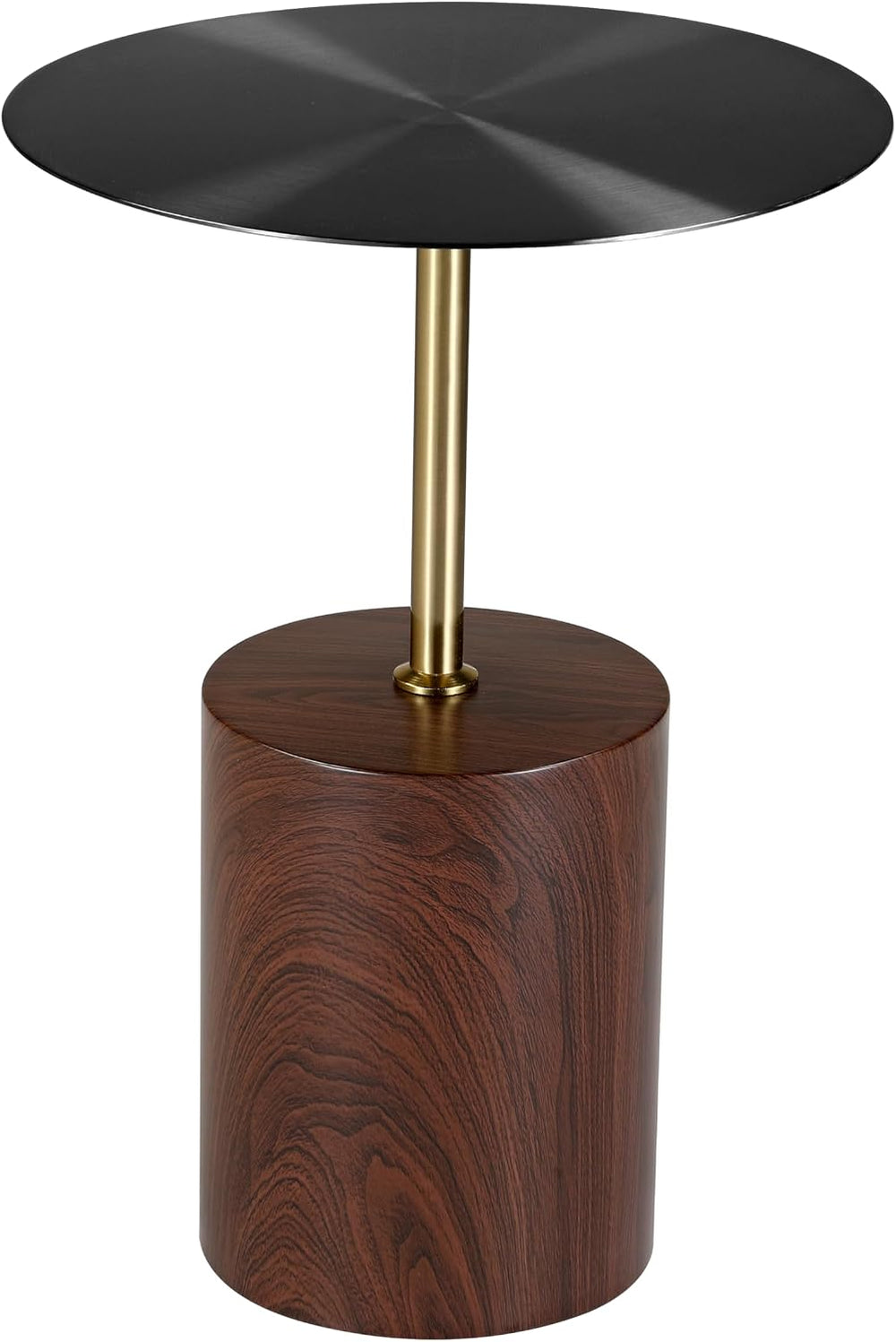 LeisureMod Round Side Table with Modern Stainless Steel Pedestal Base, Chic A...