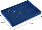 Ring Tray, Velvet Jewelry Trays,Premium Ring Display Case,Luxury Stud Earring Organizer,Blue Jewelry Storage