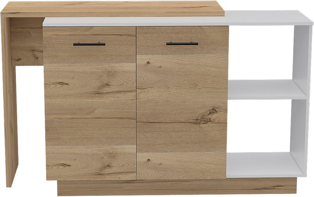 1-Drawer 3-Division Kitchen Island White with Particle Board | Modern kitchen...