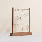 GemeShou Walnut earrings display stand for selling, wooden jewelry earring organizer shelf, wood earring storage organizer rack for boutique store【Earring shelf-Medium】