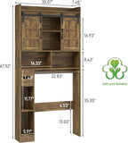 Over The Toilet Storage Cabinet, Farmhouse Storage Cabinet Over Toilet with Sliding Doors，Home Space-Saving Toilet Rack, for Bathroom, Restroom, Laundry. Brown