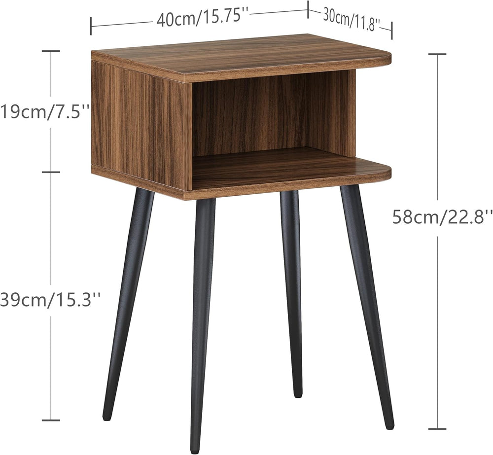 Nightstand Set of 2, Small Bed Side Table for Small Spaces, Mid Century Moder...