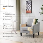 VINGLI Accent Chairs Set of 2 Gray Living Room Chairs Reading Chair for Bedroom Scooped Arm Chair Mid Century Modern Accent Chair Upholstered Comfy Chair for Apartment, Waiting Room