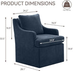 VKNOW Upholstered Dining Chairs Set of 2, Modern Kitchen Chairs Dinner Chairs with 4 Casters, Chenille Armchair for Bedroom Reading Room Living Room, Blue