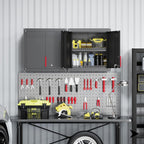 Metal Wall Cabinet,Wall Mounted Garage Storage Cabinet with Lock and Handle,Garage Wall Cabinet with Adjustable Shelves for Garages, Storage Rooms, Basements