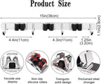 3 Racks and 4 Hooks Broom and Mop Holder Wall Mounted Garage Organizer Storage Tool Racks Stainless Steel Heavy Duty Hooks Self Adhesive Solid Non-slip Wall Hangers for Home Kitchen Garden Laundry