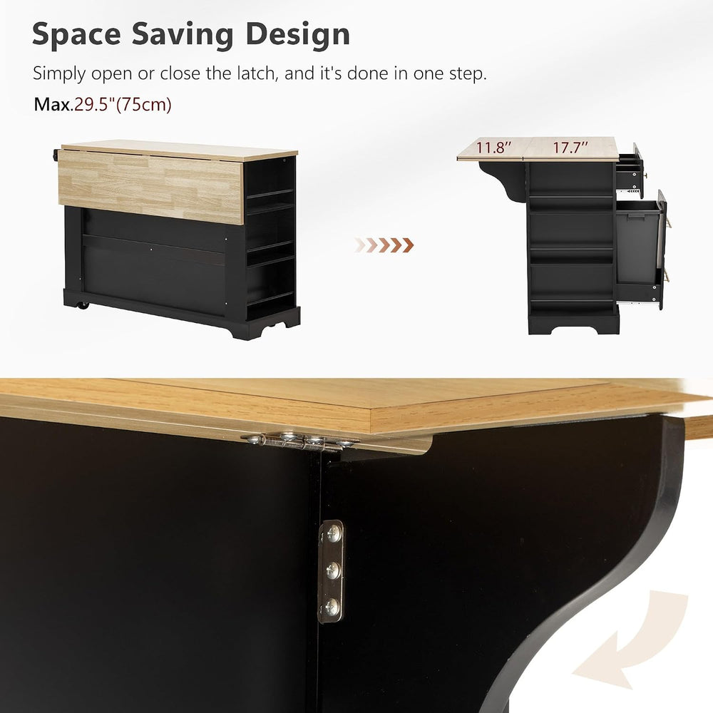 Geelife Kitchen Island with 6 Drawers and Pull-Out Trash Can Storage, Black |...