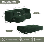 78" Convertible Folding Sofa Bed, 2-in-1 Full Size Floor Boneless Couch Bed, Loveseat sleeper Couch , Teddy Floor Sofa, Memory Foam Sleeper SofaBed, Small couches for small spaces, No Assembly (Green)
