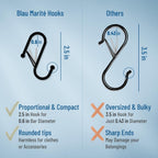 10-Pack Metal S Hooks for Hanging – Heavy-Duty S-Shaped Hook with Safety Buckle – Fits Bars up to 0.6 in – Anti-Drop Hooks for Kitchen, Pot Racks & Towel Bars – Black (Small)