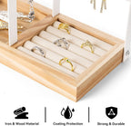 DreamGenius Jewelry Organizer Stand with Velvet Ring Holder, 4 Tier Jewelry Holder Organizer with 11 Hooks for Necklaces and 132 Holes for Earrings, White