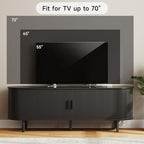 ONBRILL 63" TV Stand with Power Outlet for TVs up to 70 Inch, Entertainment Center with Storage and Adjustable Shelves, Modern Media Console with Sliding Doors for Living Room, Black