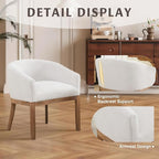 SoarFlash Mid Century Modern Upholstered Barrel Dining Chairs with Arms, Farmhouse Linen Kitchen and Dining Room Chairs, with Natural Hardwood Frame (Beige)