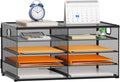 Marbrasse 5 Tier Desktop Literature Organizer, Mesh Paper Organizer Desk Organizers, File Sorter Mail Center Paper Storage Cabinet Classroom Keepers Mailbox for Office Home School, Black