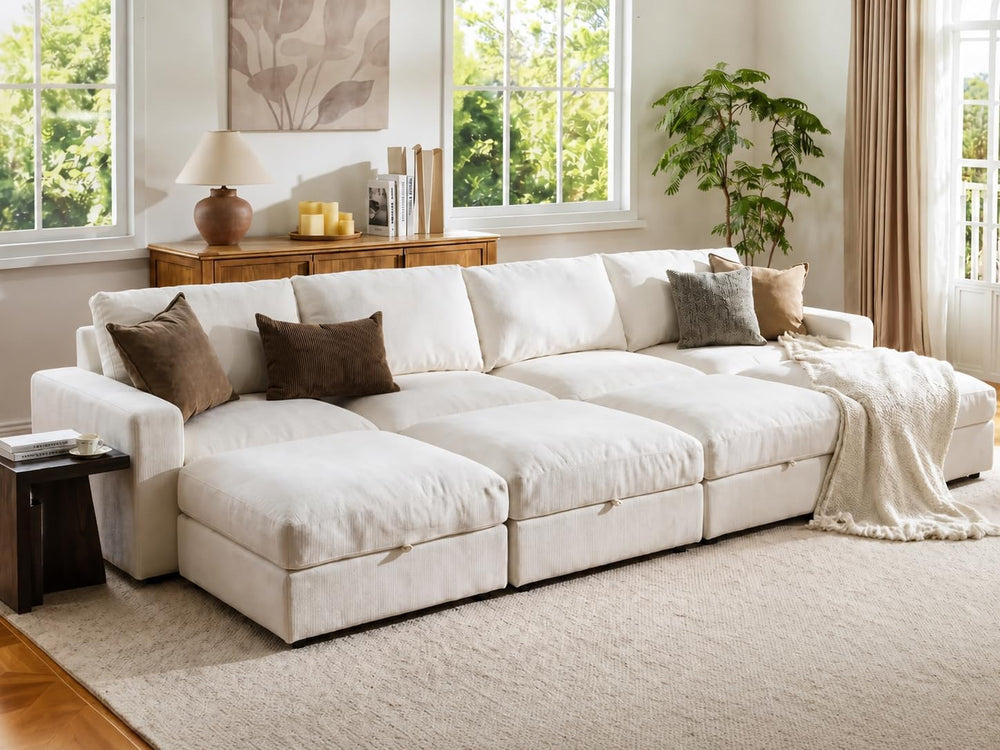 Cloud Couch Sectional 146.5'' Oversized Modular Deep Seat Sofa Bed Co...